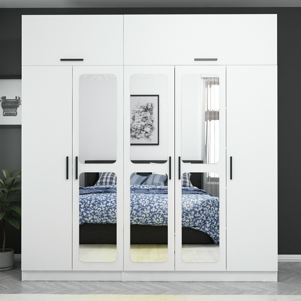 Dulap pentru haine, Minerva, Kale, 225x235x52 cm, PAL, Alb - 1 | YEO