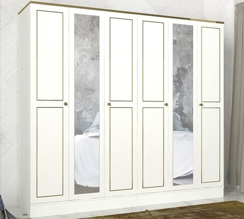 Dulap pentru haine Ravenna 6 Kapili White, Talon, 210 x 47.2 x 194 cm, alb/auriu 194 imagine 2022