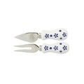 Set 2 cutite pentru branzeturi, Wald, 13.5 x 3 x 3 cm, inox/portelan, alb/albastru