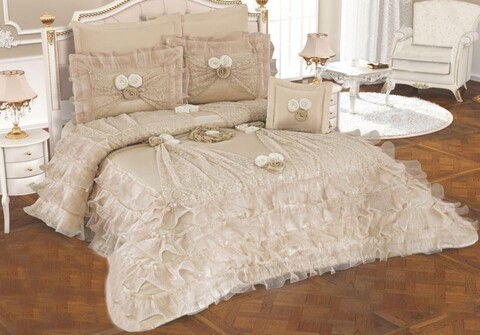Set de pat 4 piese, Bedora, Lux Ornament, poliester, bej Bedora