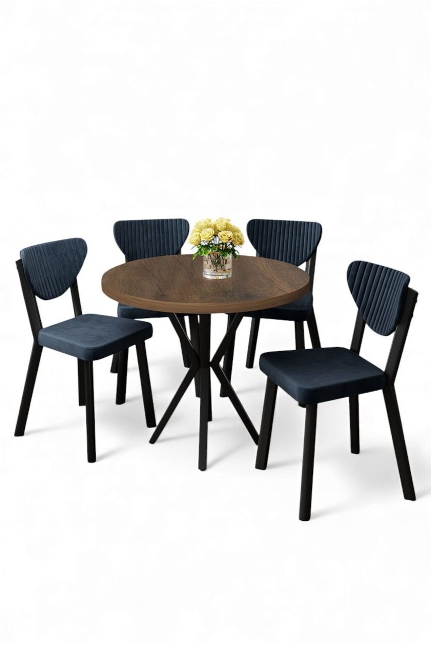 Set masă și scaune (5 bucăți), Hanah Home, Agnes, Baroc / antracit - view 2
