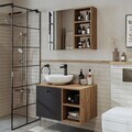Set Dulap de Baie cu Chiuvetă și Oglindă (2 Piese), Hanah Home, 2472, MDF, Pin Atlantic / Antracit