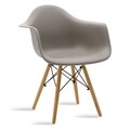 Scaun Julia Armchair, Pakoworld, 62x60x78.5 cm, lemn de fag/polipropilena, gri