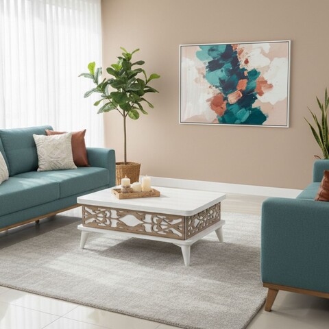 Masuta de cafea, Hanah Home, Ada, 90x38x60 cm, PAL, Alb