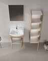 Set Dulap de Baie cu Chiuvetă și Oglindă (2 Piese), Hanah Home, Purus 55, Stejar