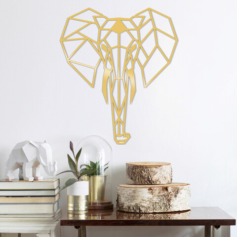Decoratiune de perete, Elephant Metal Decor, Metal, Dimensiune: 45 x 52 cm, Auriu