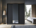 Dulap pentru haine cu oglinda ELTAP, Prescco III, 180x60x220 cm, MDF/ABS, negru