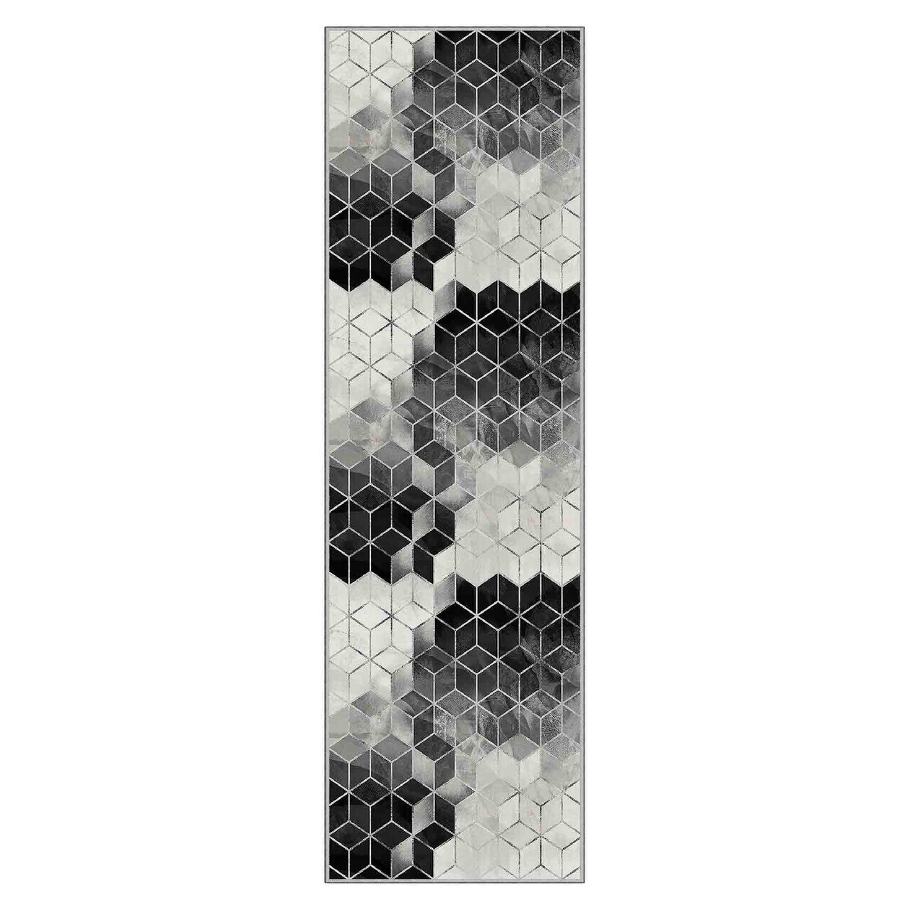 Covor, Wooylk0076, 100x250 cm, Alb / Gri / Negru — imaginea 2
