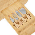 Platou servire cu 4 cutite Rumi, Homla, 32x32 cm, bambus/inox, natur