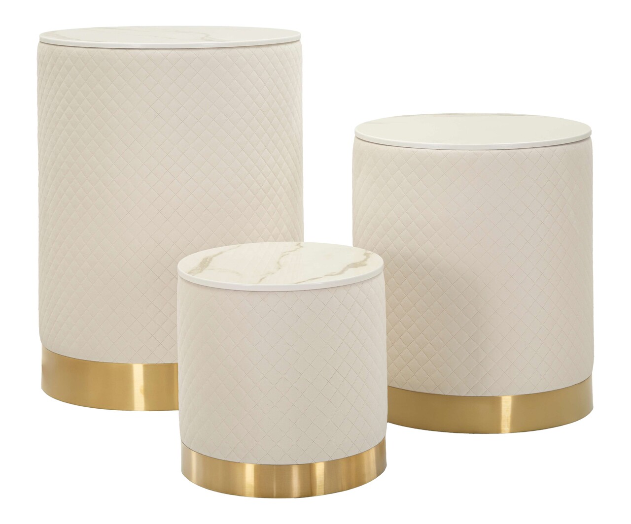 Set 3 cutii depozitare cu capac Display Shop, Mauro Ferretti, 60x80 cm, lemn de pin/MDF/metal, crem/auriu