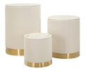 Set 3 cutii depozitare cu capac Display Shop, Mauro Ferretti, 60x80 cm, lemn de pin/MDF/metal, crem/auriu