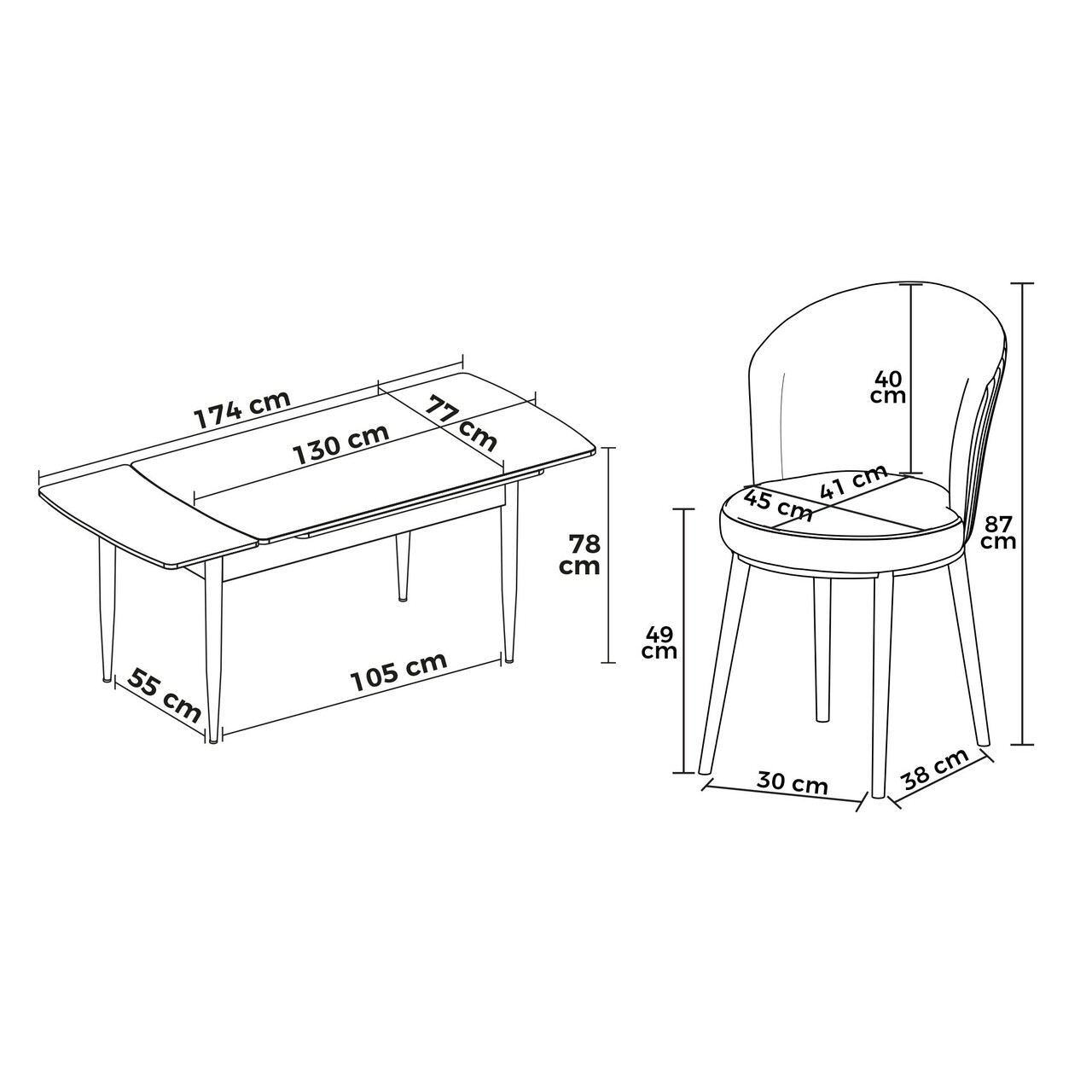 Set masa extensibila si scaune, Hanah Home, Asfel, Marmură albă / Crem - view 3