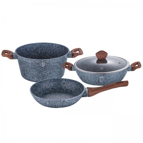 Set oale și tigăi din aluminiu forjat și marmură, 4 piese, Berlinger Haus, Original Brown