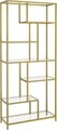 Biblioteca cu 6 niveluri, Vasagle, 80x30x180 cm, sticla/otel, auriu