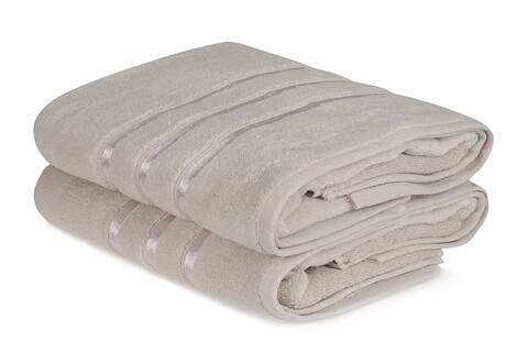 Set prosoape de baie (2 bucăți), hobby, dolce, microbumbac, maro deschis