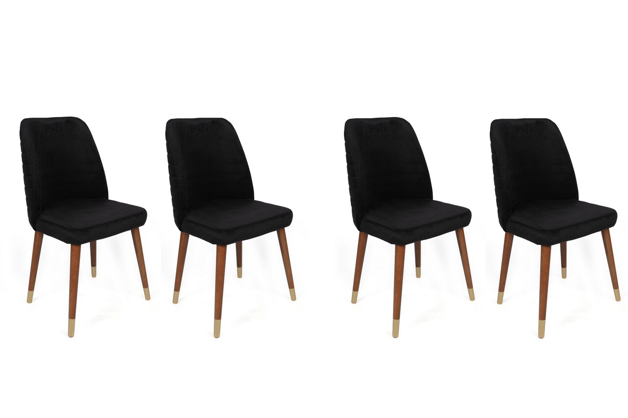 Set de scaune, Nmobb, Hugo-386 V4, Metal, Negru / Nuc / Auriu