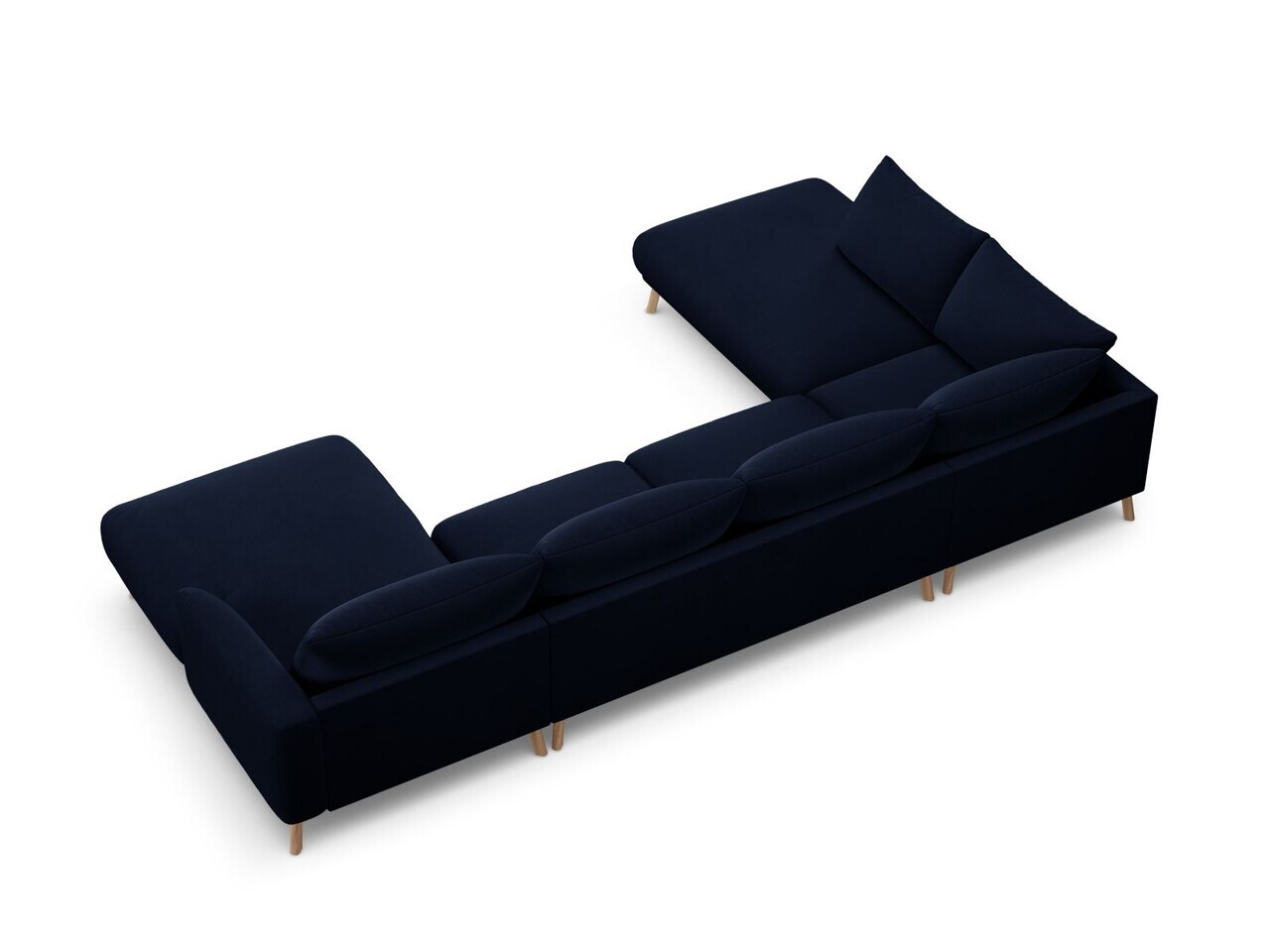 Coltar panoramic stanga 6 locuri, Naomi, Micadoni Home, 365x235x75 cm, catifea, albastru regal — imaginea 4