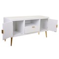 Comoda TV Creaciones Meng, 121x40.5x61.5 cm, MDF, alb/auriu