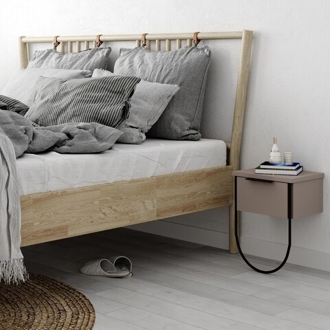 Noptiera Norfolk, Decortie, 33x25x44 cm, PAL melaminat, maro deschis 33x25x44