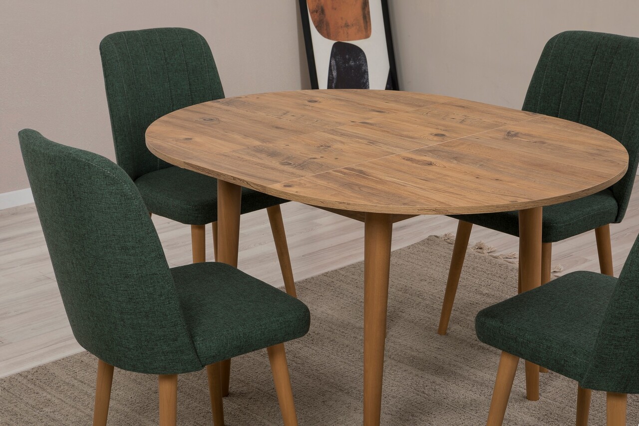 Set masa extensibila si scaune, Hanah Home, Vina 1070, Pin Atlantic / Verde - imagine 5