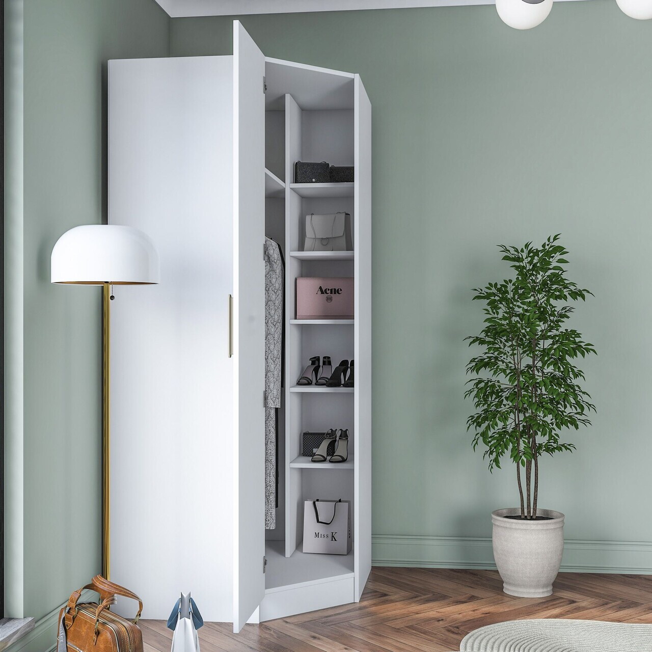 Dulap pentru haine, Hanah Home, BA191, 91x210x57.5 cm, PAL melaminat, Alb - view 4