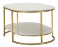 Masuta de cafea Izmir, Mauro Ferretti, 90x60x45 cm, fier/marmura, auriu/alb
