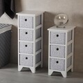 Organizator baie cu 4 cosuri Oxford, Versa, 25 x 30 x 72 cm, lemn de paulownia
