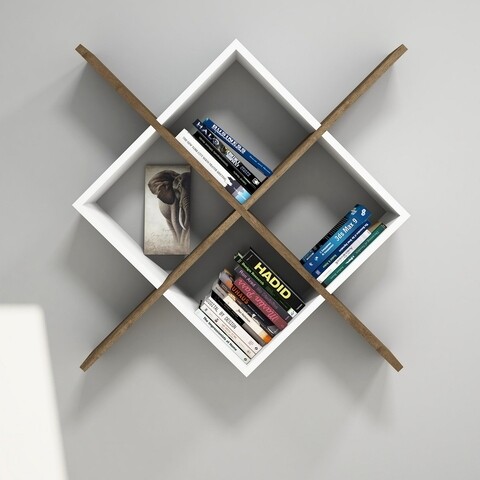 Raft pentru perete semo, puqa design, 79x19,6x79 cm, aluna/alb
