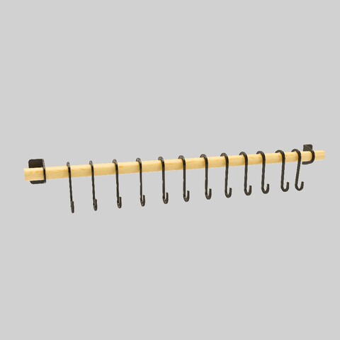 Suport ustensile bucatarie, seowood, 5 x 60 x 2.5 cm, lemn solid, natur/negru