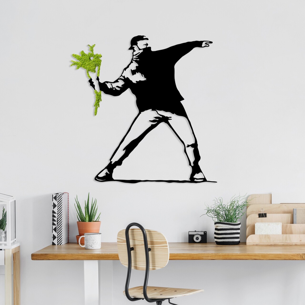 Decoratiune de perete, Moss, Dimensiune: 70 x 69 cm, Verde deschis / Negru - view 2