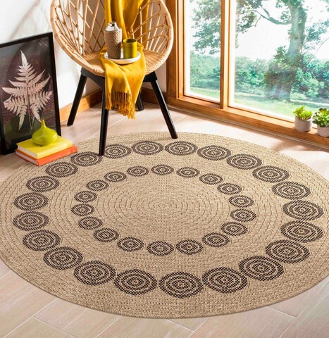 Covor, 08868a, 120x120 cm, polipropilena, negru / crem