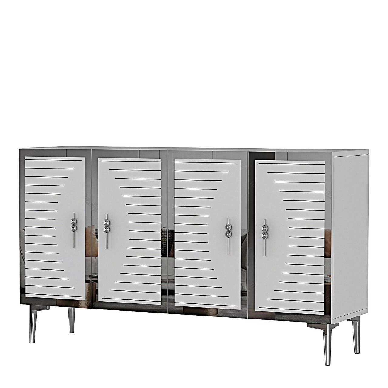Consola, Hanah Home, Tuna 120, 120x75x32 cm, Alb / Argintiu - view 6