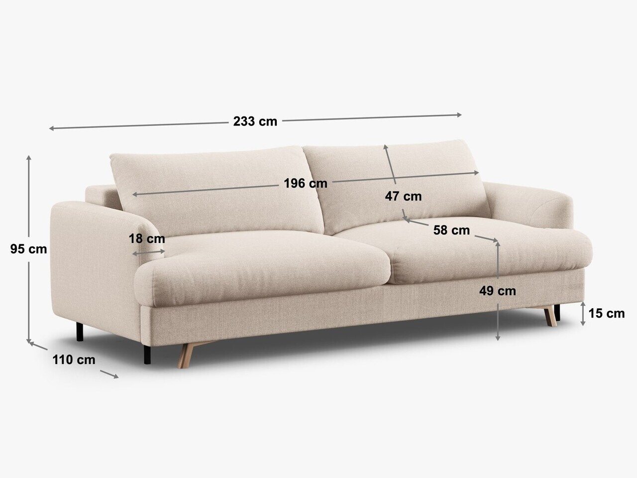 Canapea extensibila 3 locuri, Naomi, Micadoni Home, 233x110x95 cm, tesatura structurata, verde muschi — imaginea 5