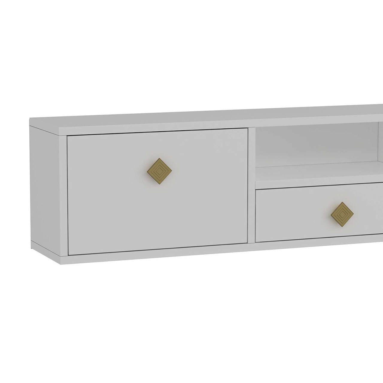 Comoda TV, Hanah Home, 1305-DROP-1, 140x30x30 cm, PAL , Alb/Auriu - view 5