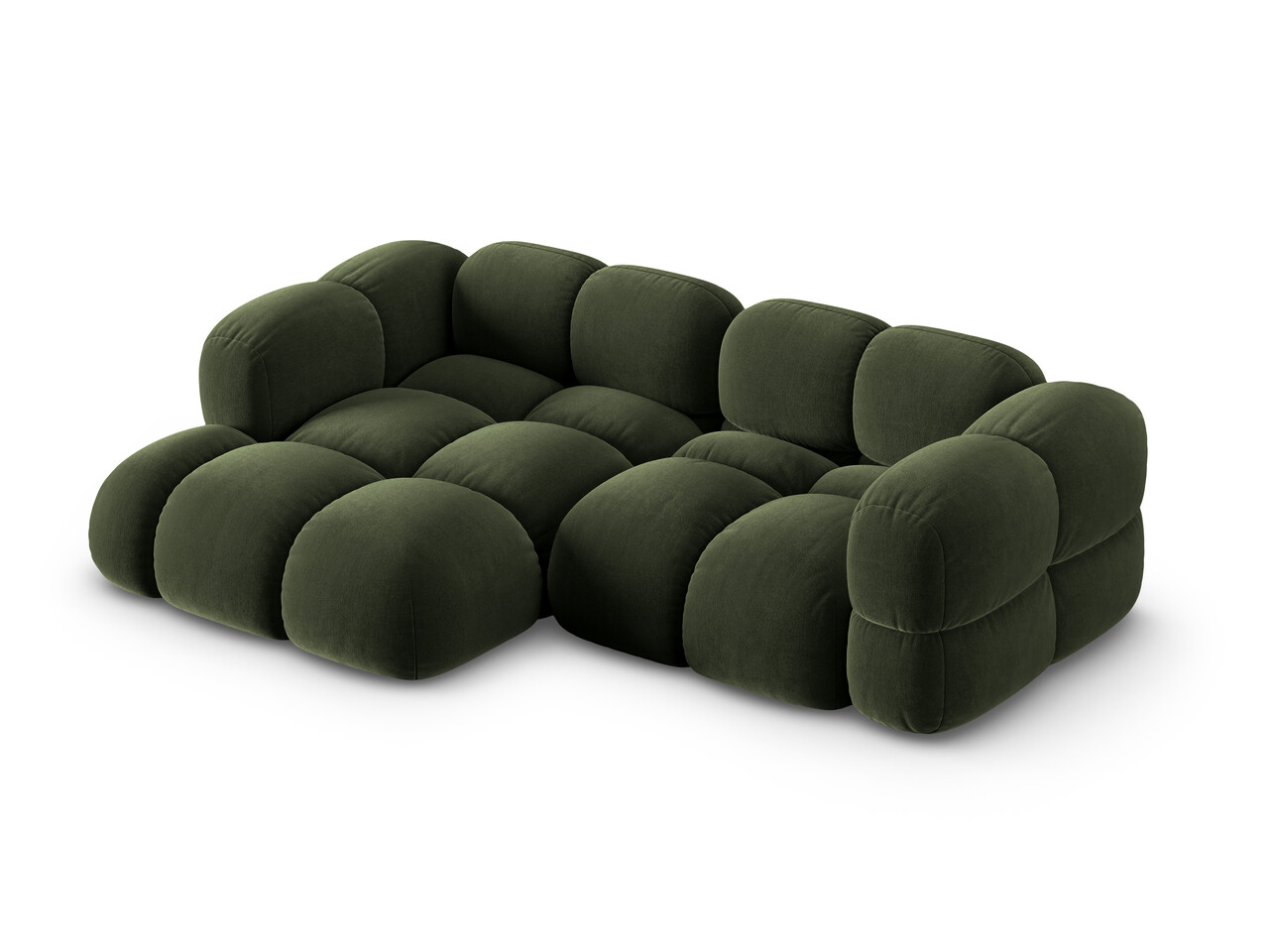 Coltar stanga 3 locuri, Loretto, Cosmopolitan Design, 250x147x68 cm, catifea, verde - 1 | YEO