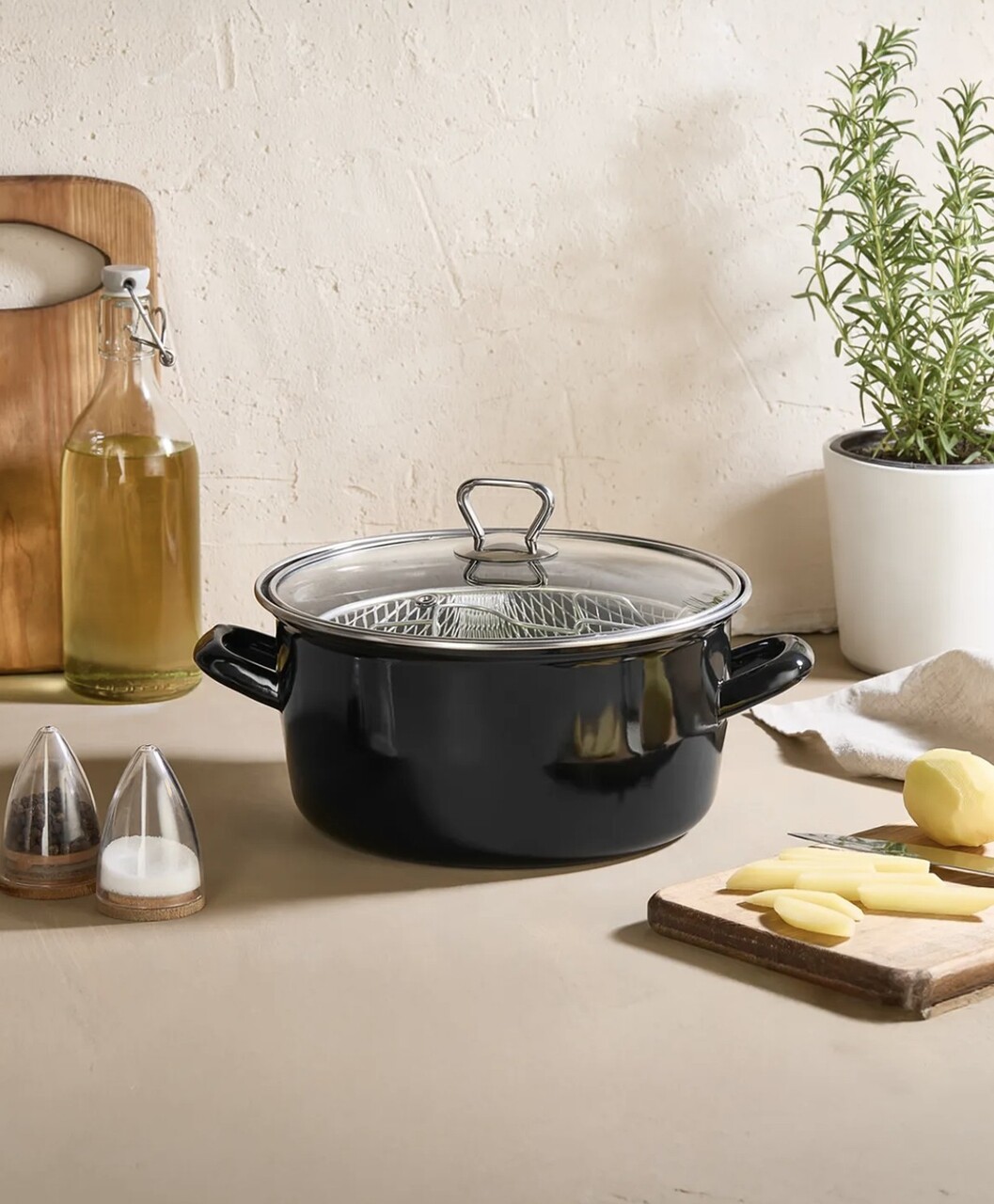 Oala, Hermia, 960DYN1312, Capac de sticlă (1 bucată), Negru - imagine 2