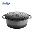 Semioala ovala cu capac Marble Grey, Cooking by Heinner, 33x26.5x11.5 cm, fonta emailata, gri