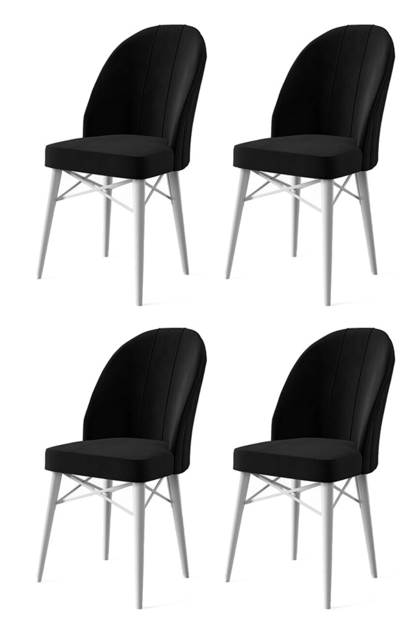 Set de scaune, Charlotte, Ritim, Metal, Alb/Negru
