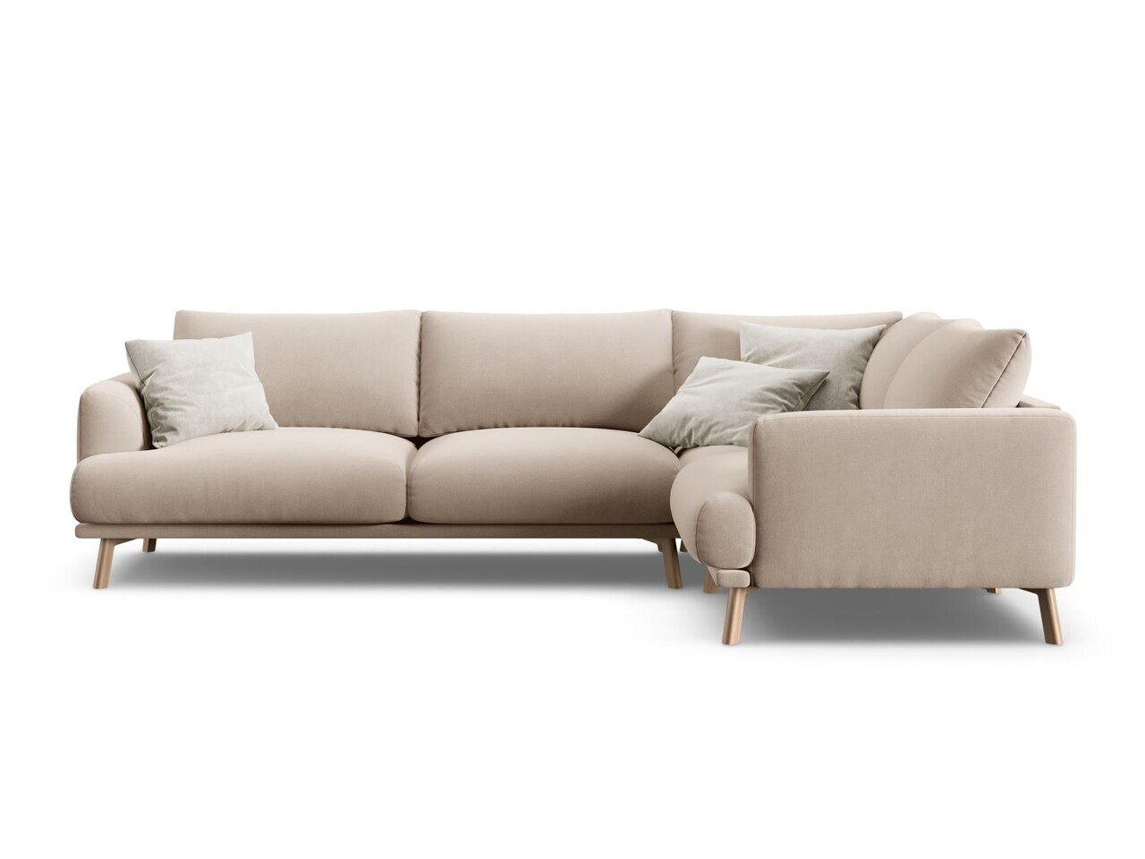 Coltar dreapta 4 locuri, Naomi, Micadoni Home, 280x195x75 cm, catifea, bej