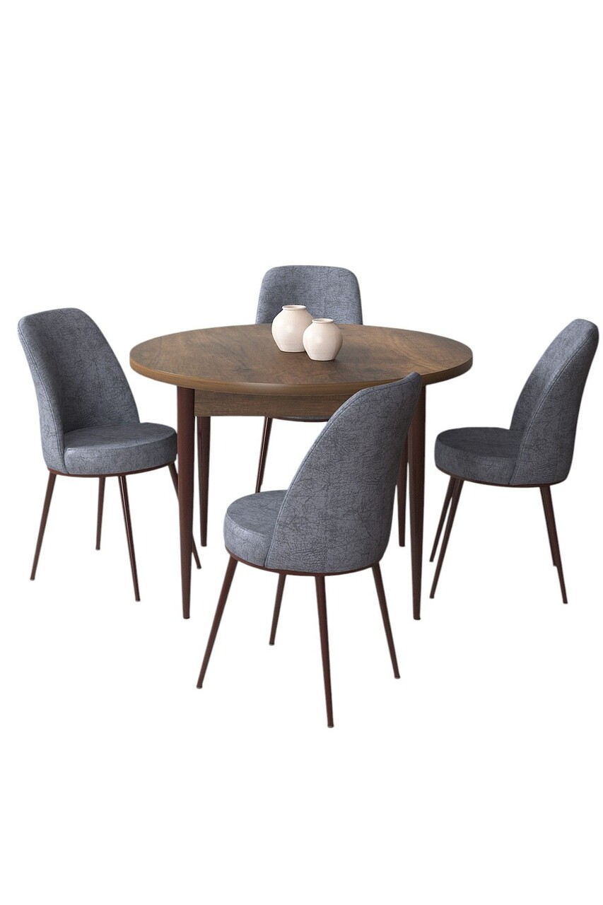 Set masă și scaune (5 bucăți), Hanah Home, Tor, Baroc / Fumuriu - view 2