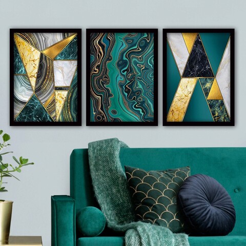 Set 3 tablouri decorative, 3SC37, MDF, Plastic, Multicolor Lulu