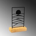 Decoratiune, Horizon, 24x8x17 cm, Metal, Lemn/Negru