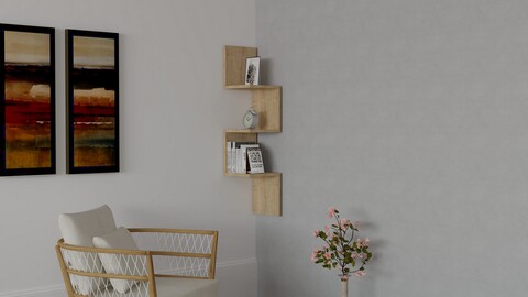 Raft de perete zokzak, puqa design, 25x25x105.4 cm, natural
