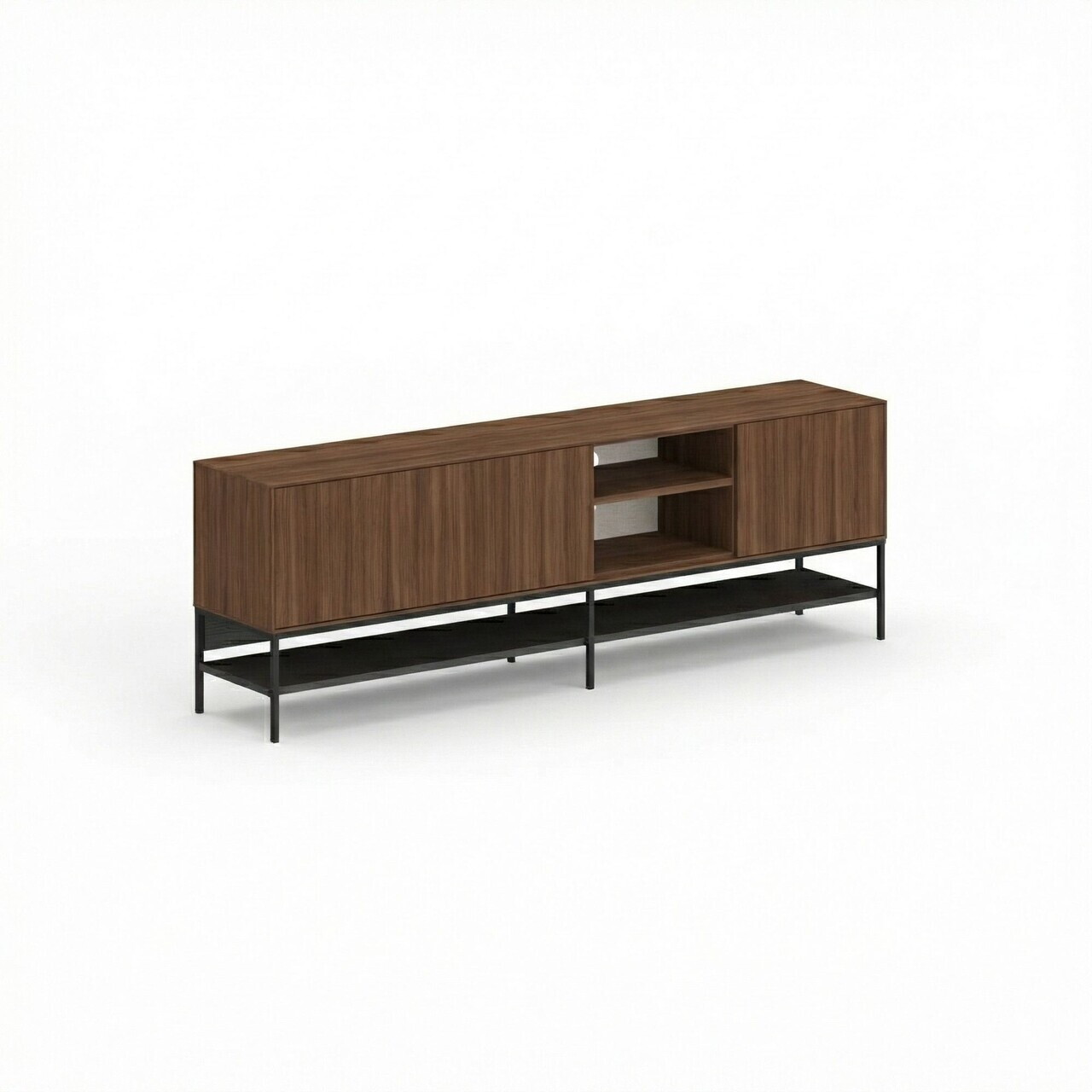 Comoda TV, Hanah Home, Amira, 180x55x35 cm, PAL, Nuc Milano / Negru lemn / Negru — imaginea 5