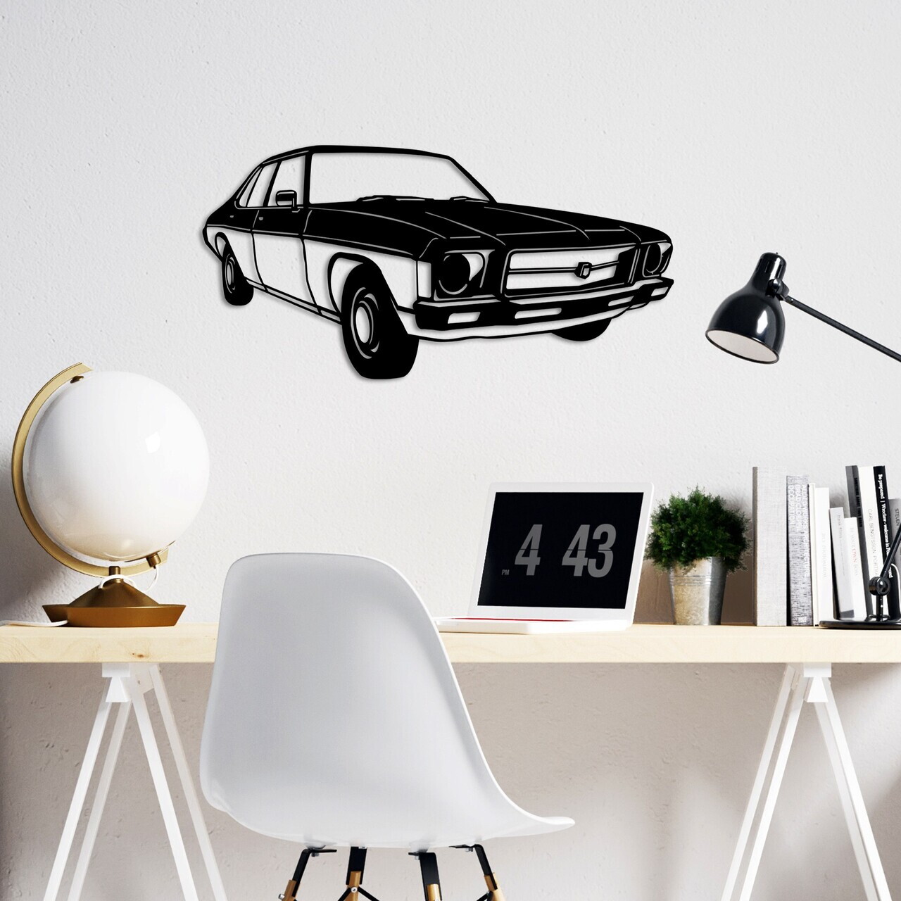 Decoratiune de perete, Vintage Sedan Holden Kingswood, Dimensiune: 60 x 30 cm , Negru