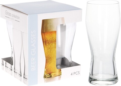 Set 4 pahare de bere profile, 400 ml, sticla
