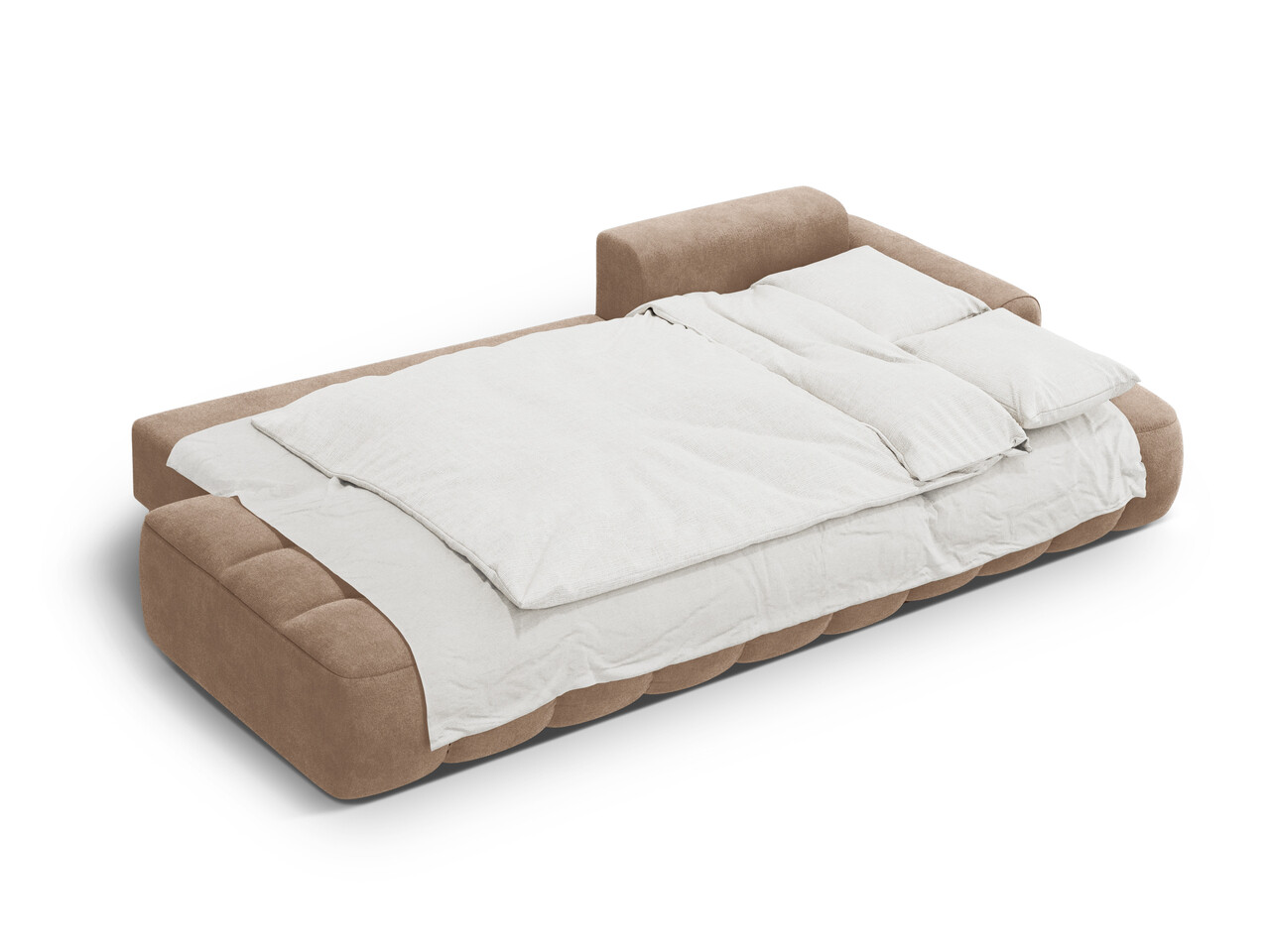Coltar extensibil dreapta 3 locuri, Linz, Cosmopolitan Design, 275x142x84 cm, cotiera stanga, catifea, bej inchis - 1 | YEO