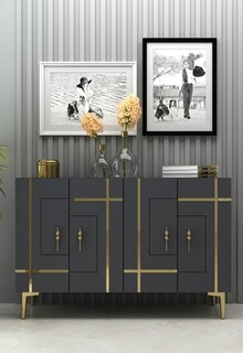 120x80x29.6 cm, Antracit;Auriu