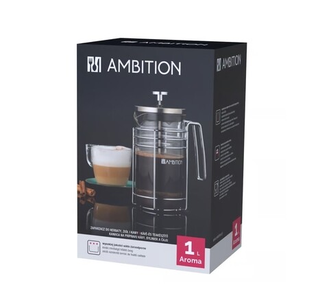 Filtru cafea Aroma, Ambition, 1 L, sticla temperata, transparent