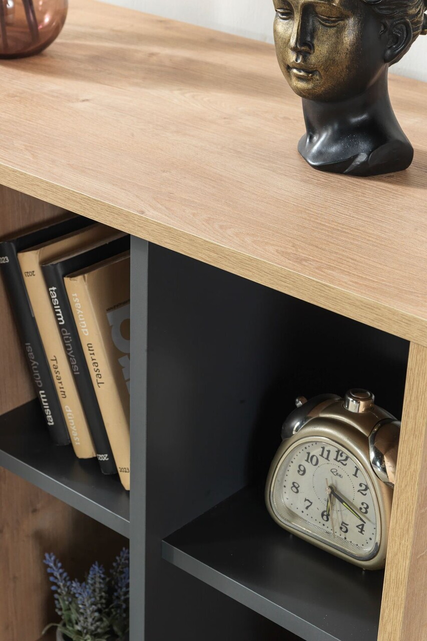 Consola, Hanah Home, Şile 4109, 100x83x44 cm, PAL, Stejar safir / Antracit — imaginea 6